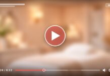Blackheads vs Sebaceous Filaments: How to Tell the Difference Blurred video player frame with a play button and timeline over a softly lit treatment room